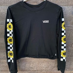 vans sunflower checker cropped long sleeve